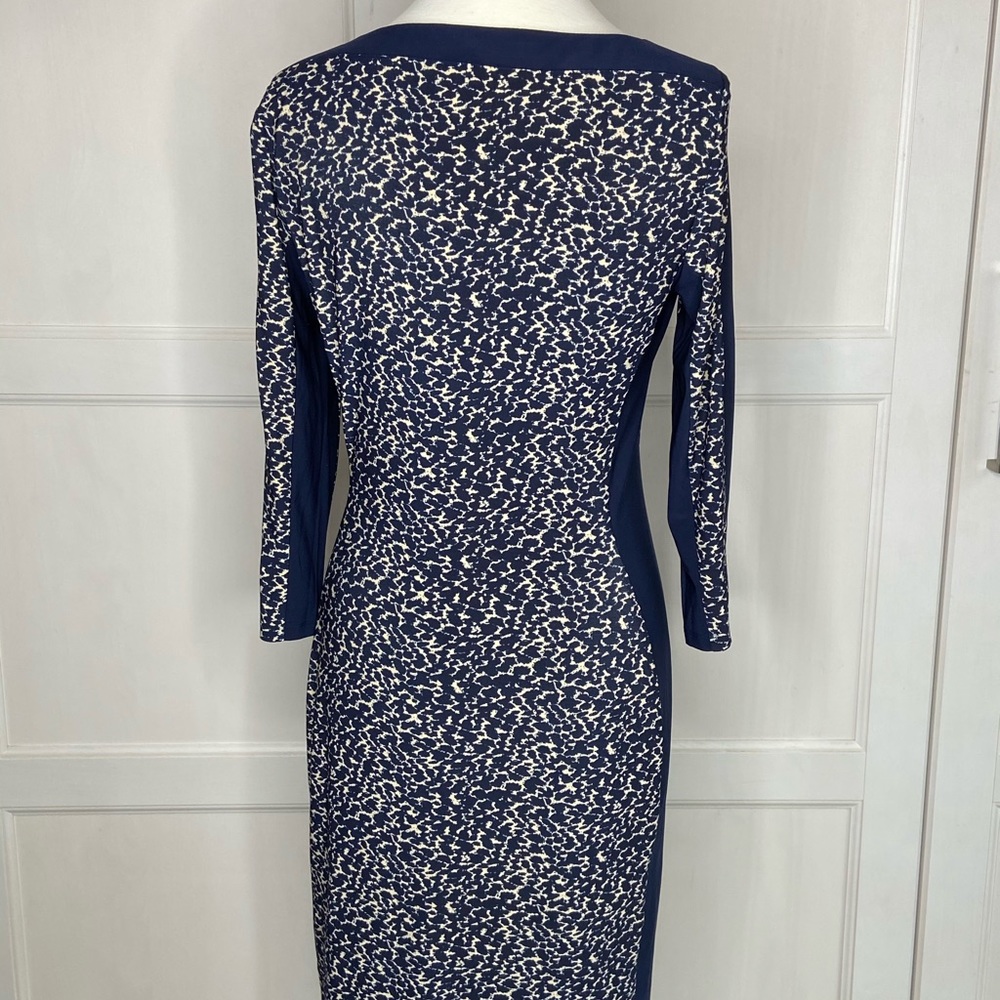 Lauren Ralph Lauren Navy Leopard Print Dress sz 10 - Picture 4 of 8